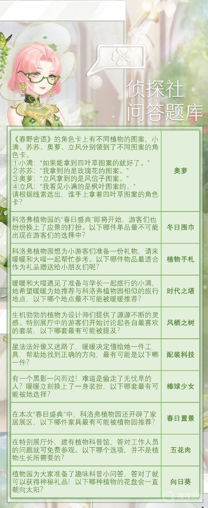 奇迹暖暖奇妙侦探社最新答案一览-奇迹暖暖奇妙侦探社最新答案是什么