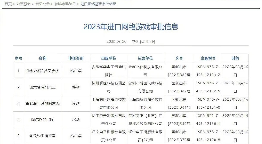 2023年3月进口游戏版号公布介绍-2023年3月进口游戏版号公布一览